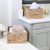 Seville Classics Hand-Woven Water Hyacinth Storage Baskets, 2-Pack