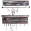 MyGift Rustic Wood Wall Mounted Hanging Jewelry Organizers, Set of 2