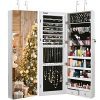 TomCare Jewelry Cabinet Jewelry Armoire Wall Door Mounted Jewelry Organizer Lockable with Frameless Mirror 2 Drawers Jewelry Box Earring Organizer Thickened Hanging Wall Mirror Jewelry Storage
