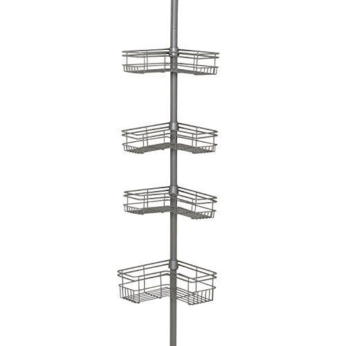 Zenna Home Tension Corner Pole Caddy, Satin Nickel
