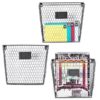 MyGift Rustic Metal Wire Wall-Mounted Magazine & File Organizer Rack w/Erasable Chalkboard Labels, Set of 3