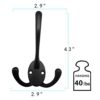 IBosins 6 Pack Big Heavy Duty Three Prongs Coat Hooks Wall Mounted