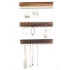 MyGift Set of 3 Rustic Wood & Gold Tone Metal Jewelry Organizers