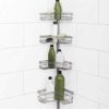 Zenna Home Tension Corner Pole Caddy, Satin Nickel