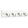 Franklin Brass FBKEYT4-WSE-R, 9" Key Rail / Rack, with 4 Hooks, in White & Satin Nickel