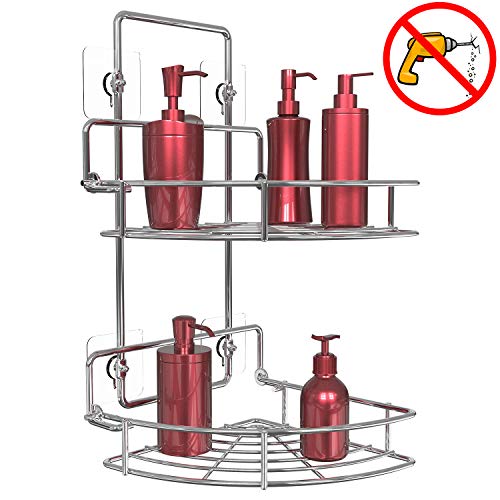 Vdomus Strong Shower Caddy 2 Tier Bathroom Corner Shelf Organizer Polished