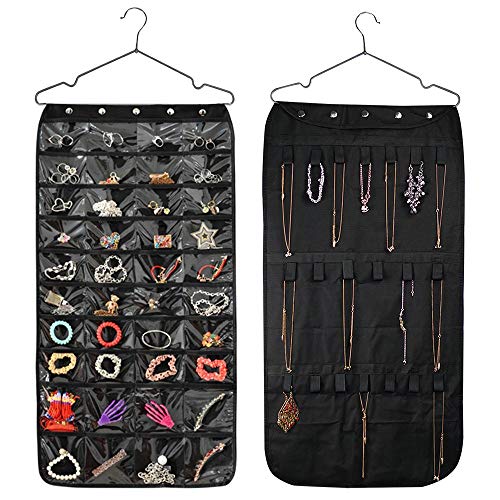 Hanging Jewelry Organizer Double Sided 40 Pockets