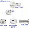 Brushed Stainless Steel Short Bath Towel Hooks - Super Heavy Duty Wall Mount Hooks for Bedroom, Living Room, Bathroom, and Office (Set of 4)