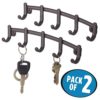 mDesign Wall Mount Metal 5 Hook Storage Rack - Organizer for Entryway