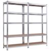 Giantex 2 Pcs Shelving Rack Storage Shelf Steel Garage Utility Rack 5-Shelf Adjustable Shelves Heavy Duty Display Stand for Books, Clothes, Kitchenware, Tools Bolt-Free Assembly 36"x 16"x 72” (2)