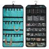 BAGSMART Double-sided Hanging Jewelry Organizer Roll up Bag for Earrings, Necklaces, Rings, Blue