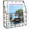 Brown Metal Wire Wall Magazine Rack Bin