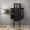 Giantex Jewelry Armoire Chest Cabinet Storage Box with Top Flip Makeup Mirror