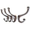 Black Rustic Cast Iron, Wall Mounted Hooks (Set of 4) Vintage Inspired