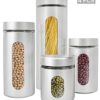 Stainless Steel and Glass Canisters with Window