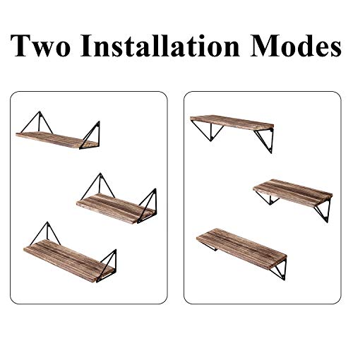 Rustic Floating Wall Shelves Set of 3 - Perfect for Modern Home Décor and Easy Installation