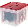 IRIS USA, WFB-45LW, Wing-Lid Storage Box with 4 Light Wraps, Red, 1 Pack