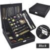 Jewelry Box for Women, QBeel 2 Layer 36 Compartments Necklace Jewelry Organizer with Lock Jewelry Holder for Earrings Bracelets Rings - Black