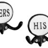 AuldHome His and Hers Towel Hooks (Set of 2); Cast Iron Rustic