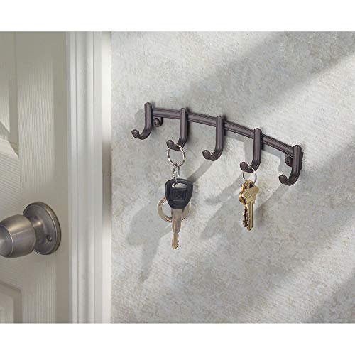mDesign Wall Mount Metal 5 Hook Storage Rack - Organizer for Entryway