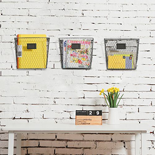 MyGift Rustic Metal Wire Wall-Mounted Magazine & File Organizer Rack