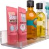 Bathroom Shelf Wall Mounted, (2 Pack) 15 inch Clear Acrylic Floating Shelves by Pretty Display. Space Saver, Rustproof, Extra Strong & Easy to Wall Mount