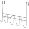 ESYLIFE Hooks Over the Door Hook Organizer Rack Hanging Towel Rack Over Door, 9 Hooks, Chrome Finish