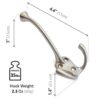 Ambipolar TriLeg Hook, Heavy Duty Big Triple Leg/Double Coat Hooks Base