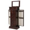 SONGMICS Large Jewelry Armoire Cabinet Standing Storage Chest Neckalce Organizer Dark Walnut Mother's Day Gift UJJC14K