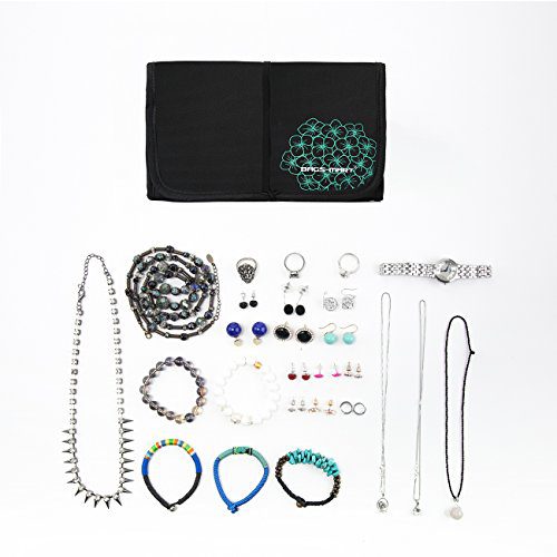 BAGSMART Hanging Travel Jewelry Roll Bag with Zippered Compartments