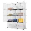 KOUSI Portable Storage Cube Cube Organizer Cube Storage Shelves Cube Shelf Room Organizer Clothes Storage Cubby Shelving Bookshelf Toy Organizer Cabinet, Transparent White, 12 Cubes Storage
