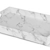 Rectangle Marble Faux Leather Decorative Ottoman Coffee Table