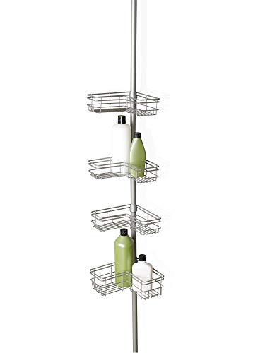 Zenna Home Tension Corner Pole Caddy, Satin Nickel