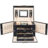 Homde Jewelry Box Necklace Ring Storage Organizer Synthetic Leather Large