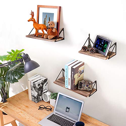 Rustic Floating Wall Shelves Set of 3 - Perfect for Modern Home Décor and Easy Installation