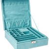 KLOUD City Two-Layer lint Jewelry Box Organizer Display Storage case with Lock (Blue)