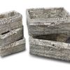Nesting Storage Baskets - 5-Piece Wicker Decorative Baskets, Nesting Cube Organizers Box Set for Shelf, Kitchen, Bathroom, and Bedroom, Stone Gray, Classical Text Design - 3 Small, 1 Medium, 1 Large