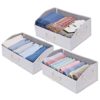 StorageWorks Storage Bins, Fabric Storage Baskets, Foldable Closet Organizer Trapezoid Storage Box, Bamboo Style, White, EX-Jumbo, 3-Pack