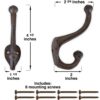 Black Rustic Cast Iron, Wall Mounted Hooks (Set of 4) Vintage Inspired
