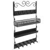 Wall Mounted Black Metal 18 Hook Hanging Jewelry, Earrings, Rings, Necklaces