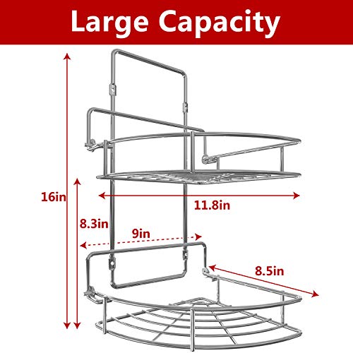 Vdomus Strong Shower Caddy 2 Tier Bathroom Corner Shelf Organizer Polished