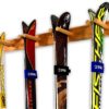 Timber Ski Wall Rack - 4 Pairs of Skis Storage - Wood Home & Garage Mount System (Natural)