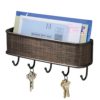 InterDesign Twillo Mail, Decorative Wall Mounted Key Rack Pocket and Letter Sorter Holder for Entryway, Kitchen, Mudroom, Home Office Organization, 10.5" x 2.5" x 4.5" Bronze
