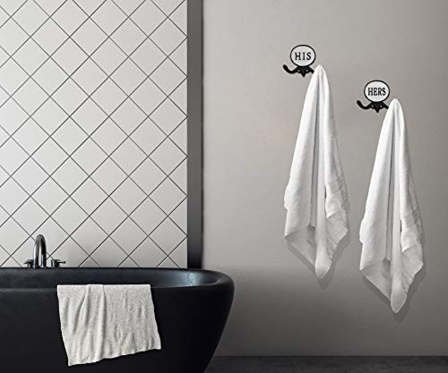 AuldHome His and Hers Towel Hooks (Set of 2); Cast Iron Rustic