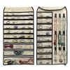 Btromeshy Hanging Jewelry Organizer,Double Sided 56 Pockets and 9 Hook Loops for Holding Jewelry (Beige)