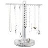 STORi Clear Plastic Necklace Holder with 30 Individual Pegs and Divided Jewelry Tray