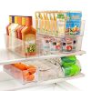 Greenco GRC0250 6 Piece Refrigerator and Freezer Stackable Storage Organizer Bins with Handles, Clear