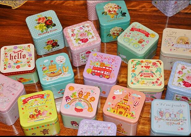 Cartoon 3D Candy Iron Box Jewelry Coins Small Storage Box Jars Metal Square Tea Box Christmas Tins B