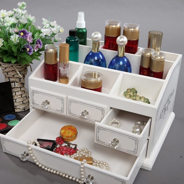 2018 Top Fashion Organizador Wooden Large Table Top Dressing Cosmetics