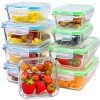Glass Food Storage Containers [9-Piece] - Leakproof Glass Meal Prep Containers with Locking Lids for Pantry Organization and Storage - Microwave, Freezer & Dishwasher Lunch Containers